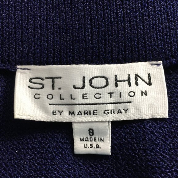 BEAUTIFUL st john knit pink blue multi jacket skirt suit size 8 - Picture 10 of 11